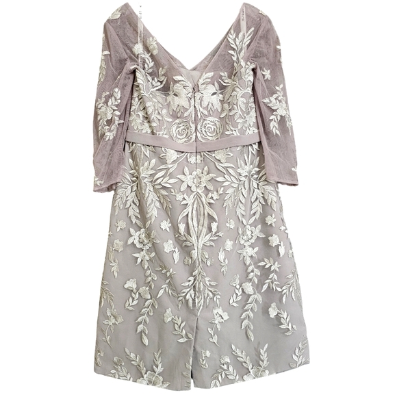 Nwt JJs House Taupe Floral Embroidered Lace Illusion Neckline Mother/Bri… - Picture 5 of 17
